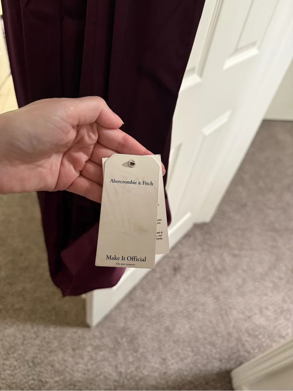 Abercrombie & Fitch Satin Maxi Slip Dress in Plum